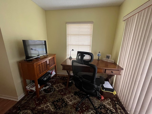 office space with hardwood / wood-style flooring