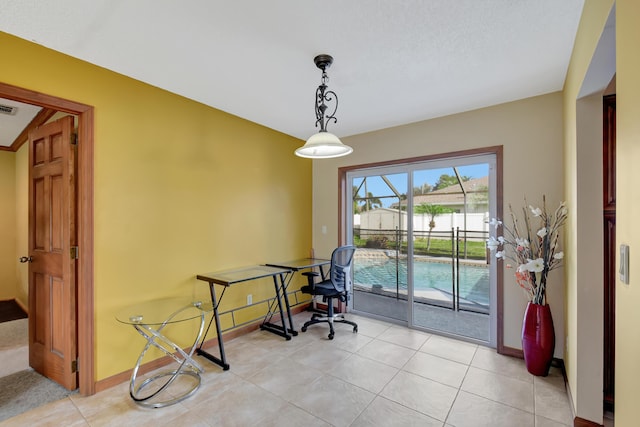 view of tiled home office