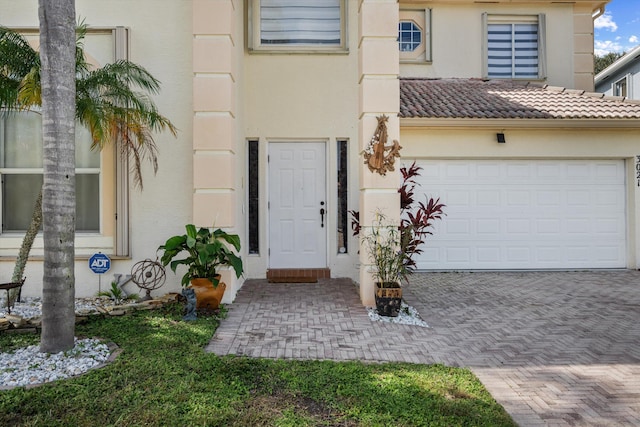 entrance to property with a garage