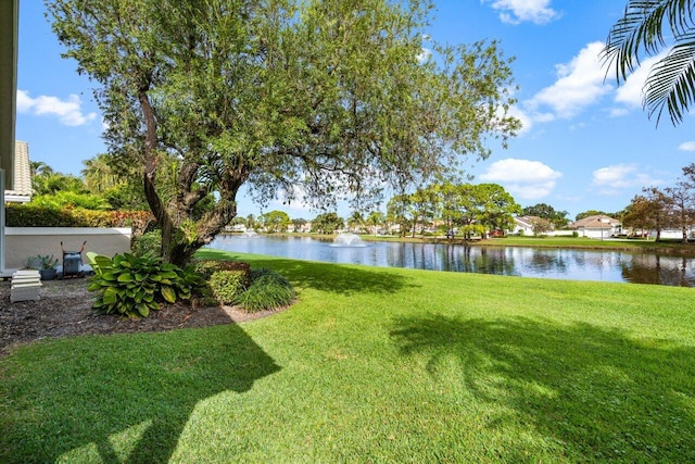 view of yard featuring a water view