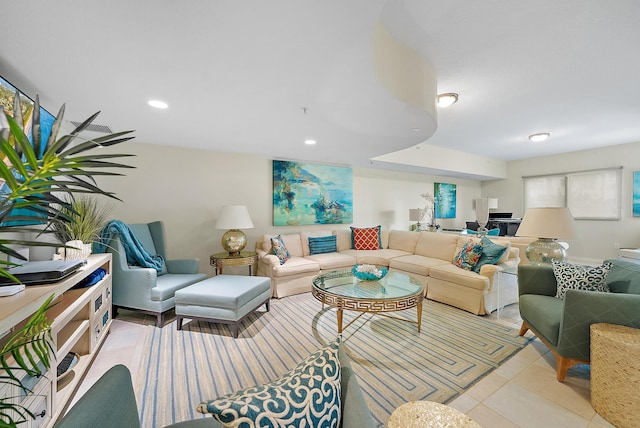 view of tiled living room