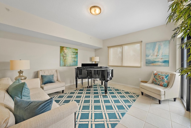 sitting room featuring tile patterned floors