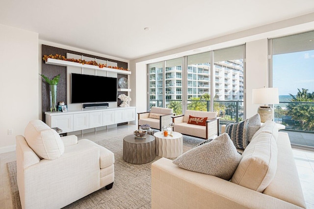 view of tiled living room