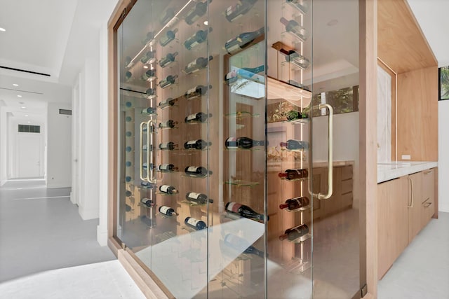 view of wine cellar