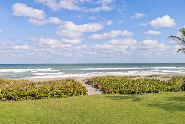 property view of water with a beach view