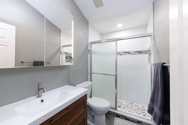 1441 NE 14th Ct Unit 4, Jensen Beach, FL 34957 - full bath with a shower stall, toilet, vanity, and recessed lighting