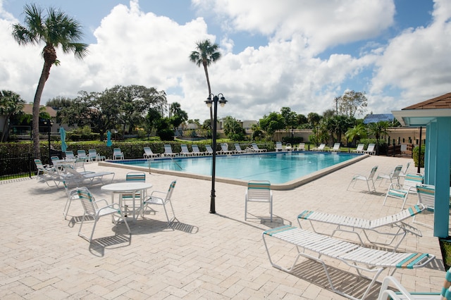 view of swimming pool with a patio area