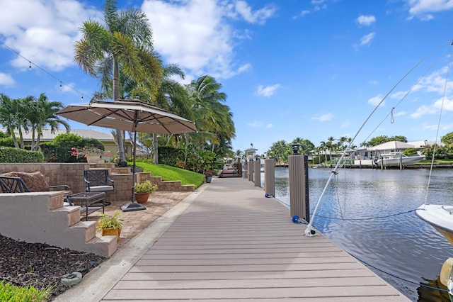 view of dock featuring a water view