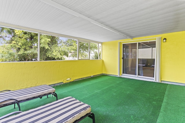 view of unfurnished sunroom