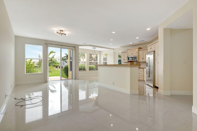 interior space with light tile patterned flooring