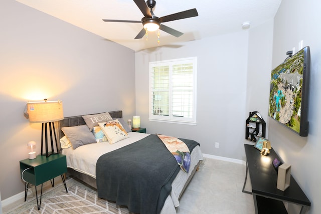 bedroom featuring ceiling fan