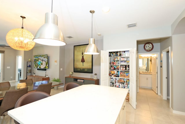 view of tiled dining area