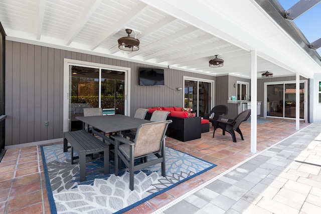 view of patio / terrace with outdoor lounge area and ceiling fan