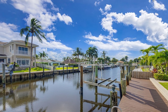 view of dock featuring a water view