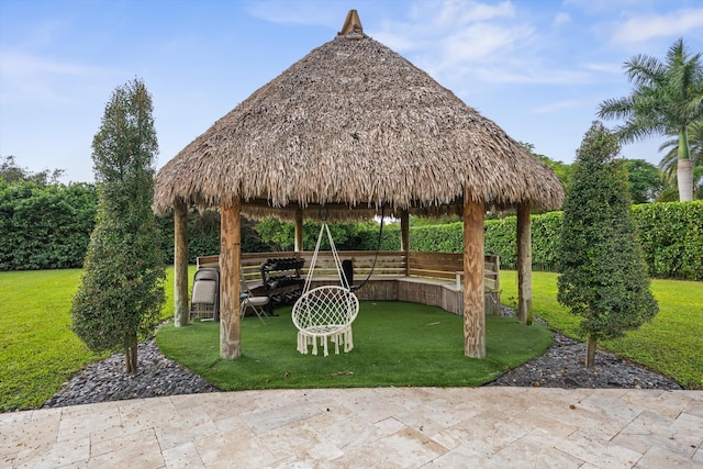 view of patio featuring a gazebo