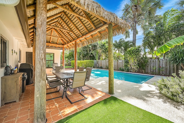 view of swimming pool with a patio