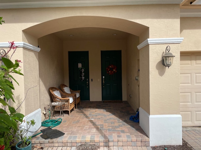 entrance to property with a garage