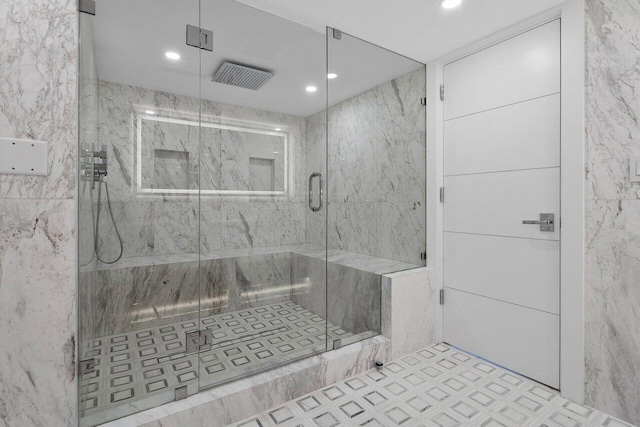 bathroom featuring walk in shower