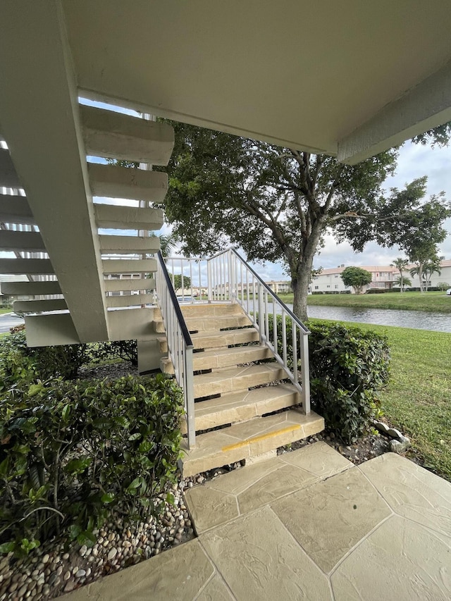 670 Monaco N Unit N, Delray Beach, FL 33446 - stairs with a water view