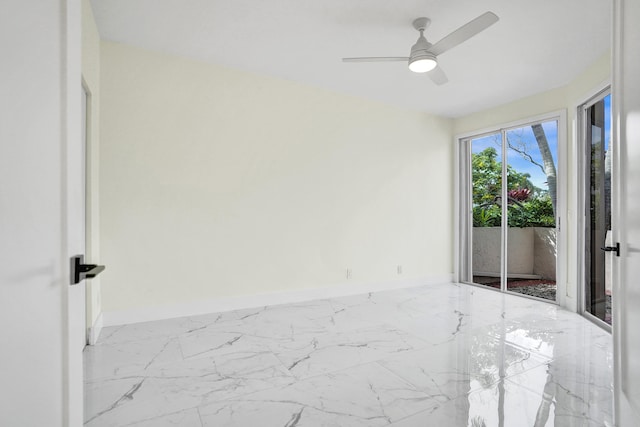 unfurnished room with ceiling fan