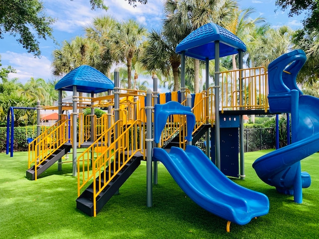 view of playground featuring a yard