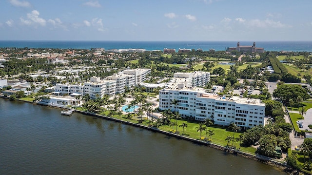 bird's eye view featuring a water view