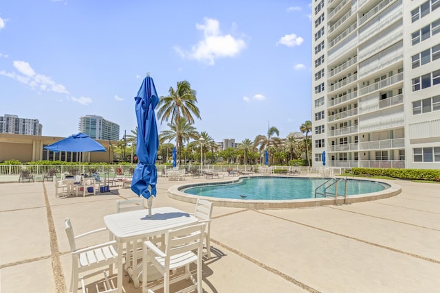 view of pool featuring a patio