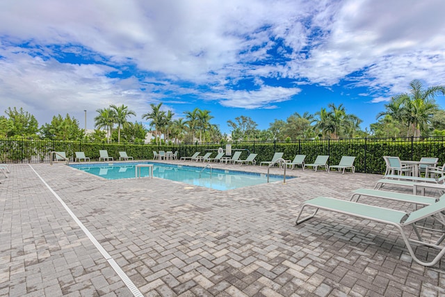 view of pool featuring a patio