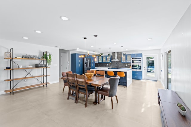 dining room featuring sink