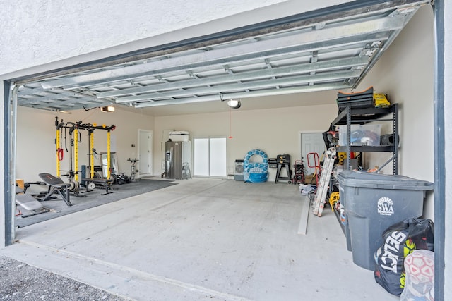 garage with a garage door opener