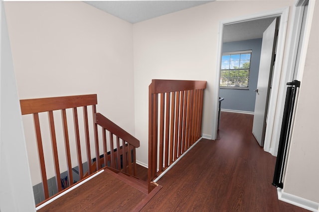 corridor featuring dark hardwood / wood-style floors