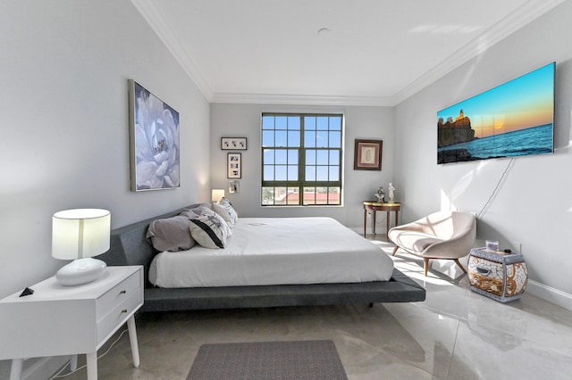 bedroom featuring ornamental molding