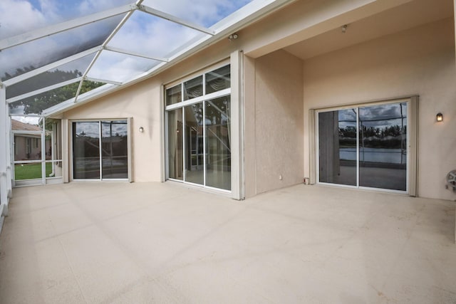 exterior space with vaulted ceiling