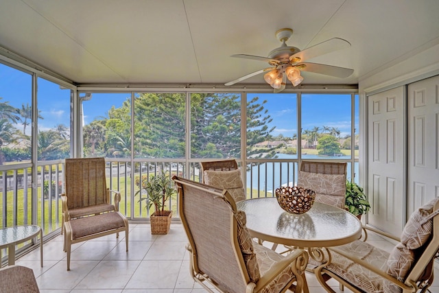 1260 NW 20th Ave Unit 203, Delray Beach, FL 33445 - sunroom / solarium with a ceiling fan and a water view