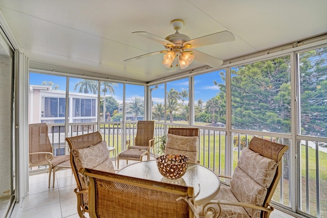 1260 NW 20th Ave Unit 203, Delray Beach, FL 33445 - sunroom with ceiling fan and a healthy amount of sunlight