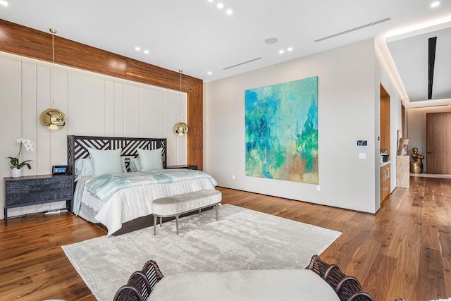 bedroom with wood-type flooring