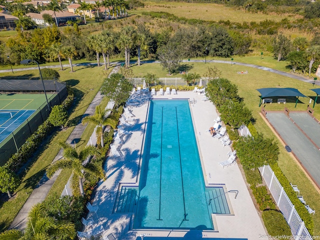 view of swimming pool featuring a patio