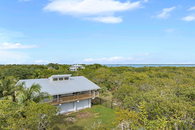 aerial view with a wooded view