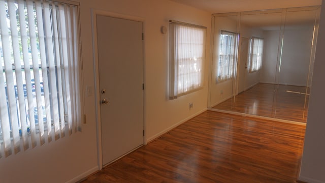 foyer with plenty of natural light and dark hardwood / wood-style floors