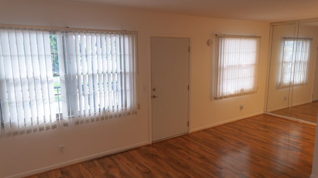 foyer featuring plenty of natural light and dark hardwood / wood-style floors