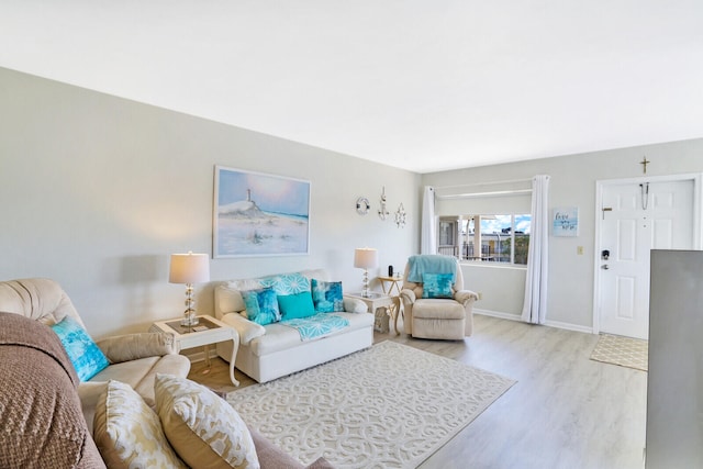 living room with light wood-type flooring