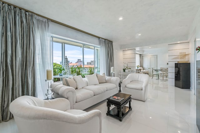 view of tiled living room