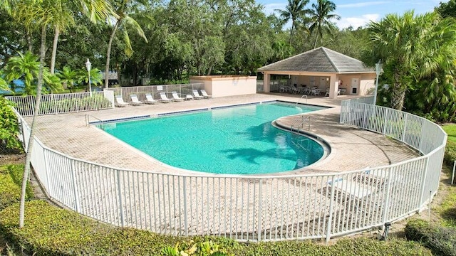 view of swimming pool with a patio