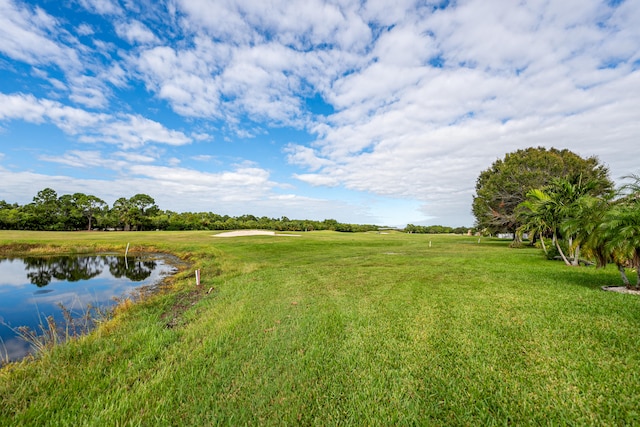 view of yard with a water view