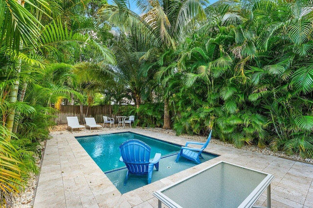 view of swimming pool with a patio