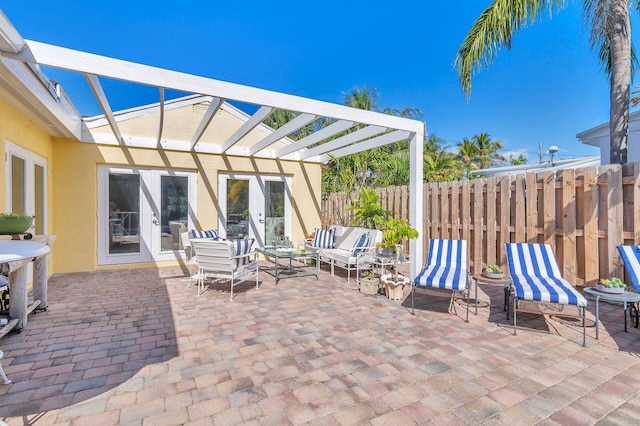 view of patio featuring a pergola