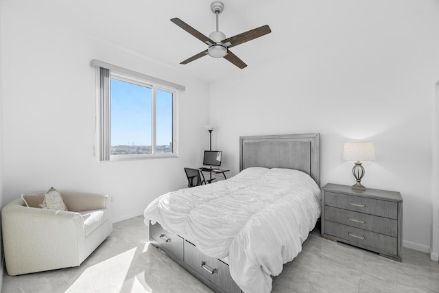 bedroom featuring ceiling fan