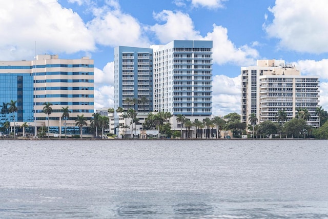 view of property with a water view