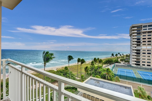 view of water feature featuring a view of the beach