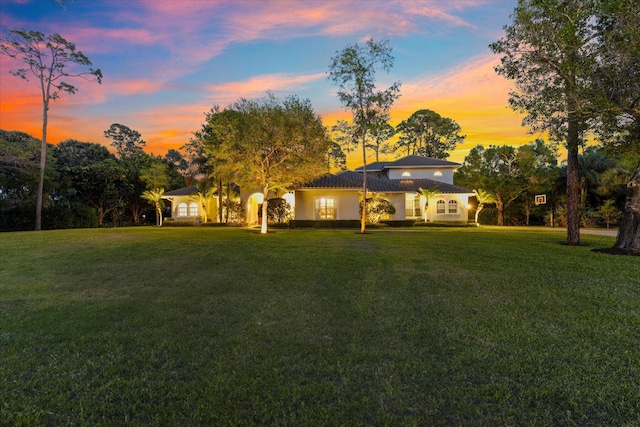 back of house featuring a yard